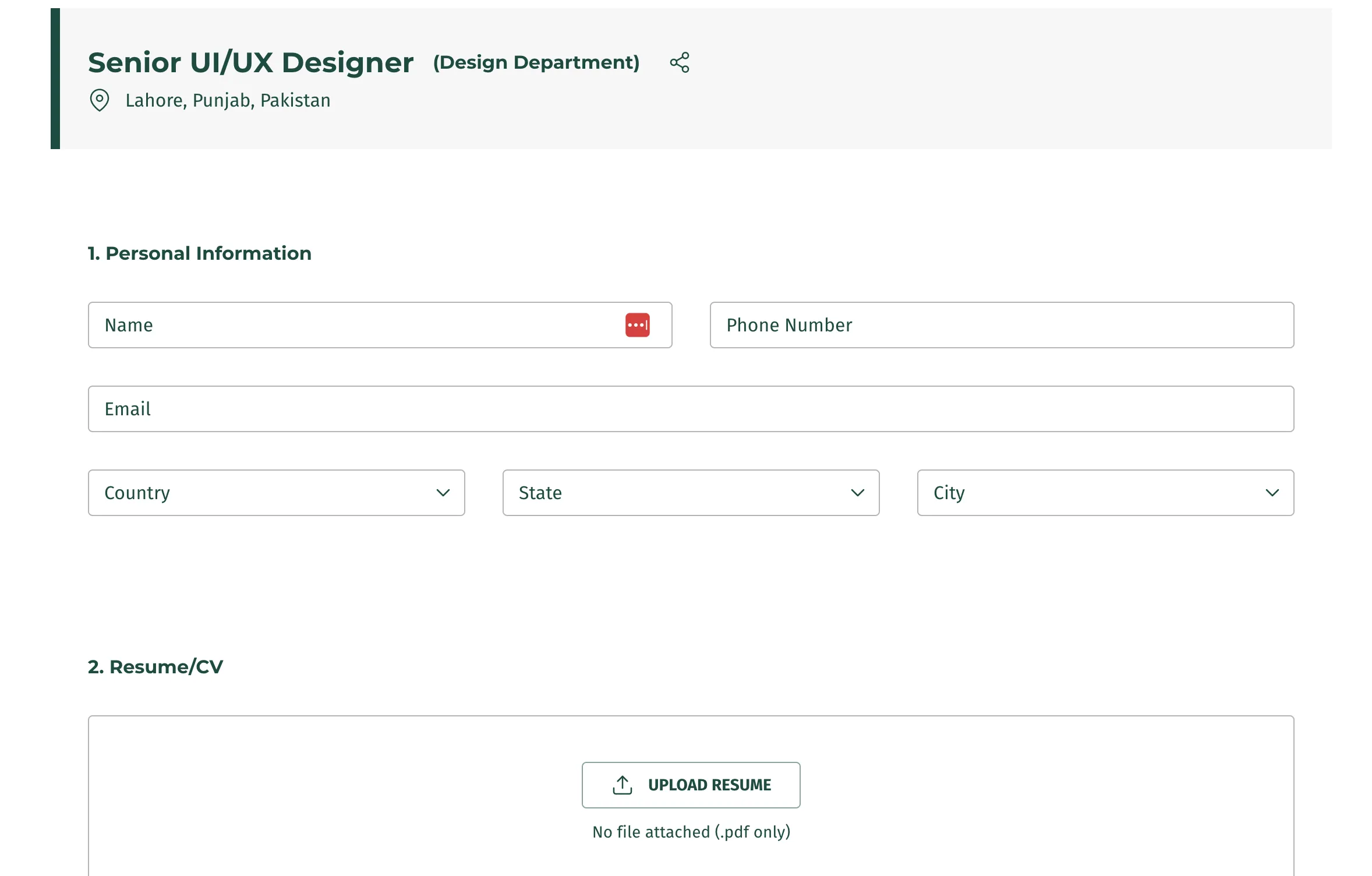 Appliction Form